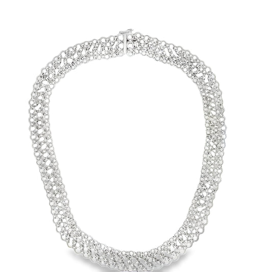 Italian Made Platinum Choker Necklace Top View Clasp Fastened 