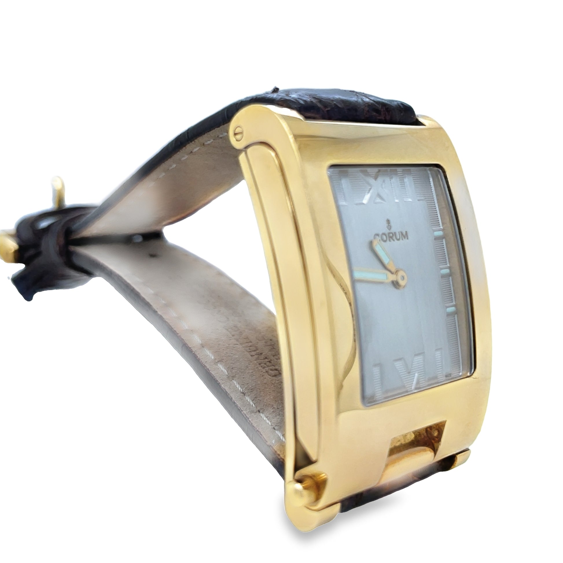 18k Yellow Gold Tabogan Corum Watch Side view