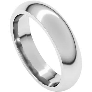 14k White Gold Wedding Band Comfort Fit 5.00 mm