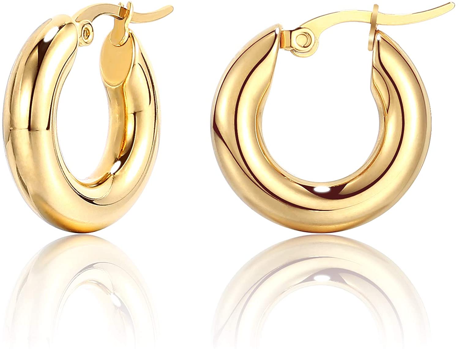 Experience elegance and style with our 14k Italian Yellow Gold Small Hoop Earrings! These beautiful earrings are crafted with 14k yellow gold and measure 4.00 mm thick. The secure lever system ensures they stay in place all day, making these 1/2" hoop earrings the perfect addition to any outfit. Elevate your look with these versatile and timeless earrings.