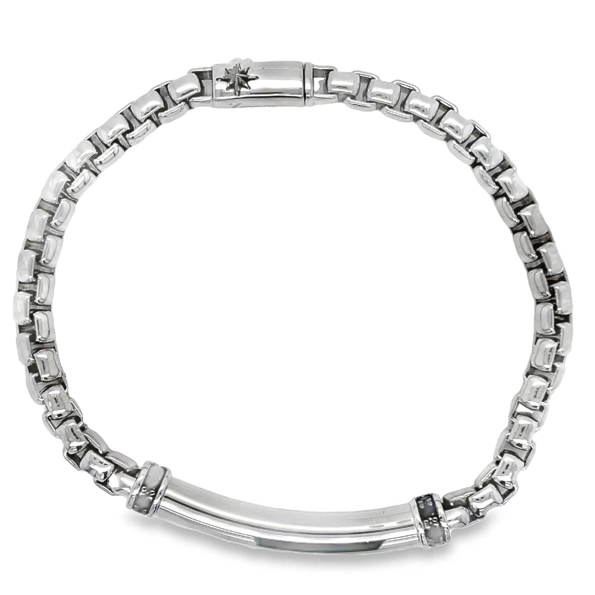 Zancan Curved Bar Solid Bracelet Top view with clasp fastened