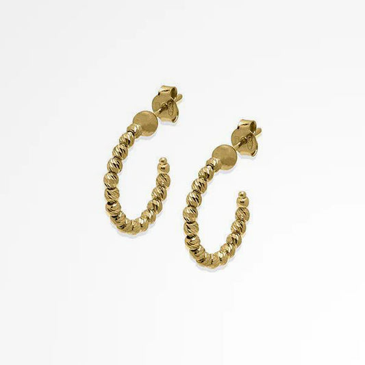 Sterling Silver Yellow Gold plated Bead Earrings Side view 