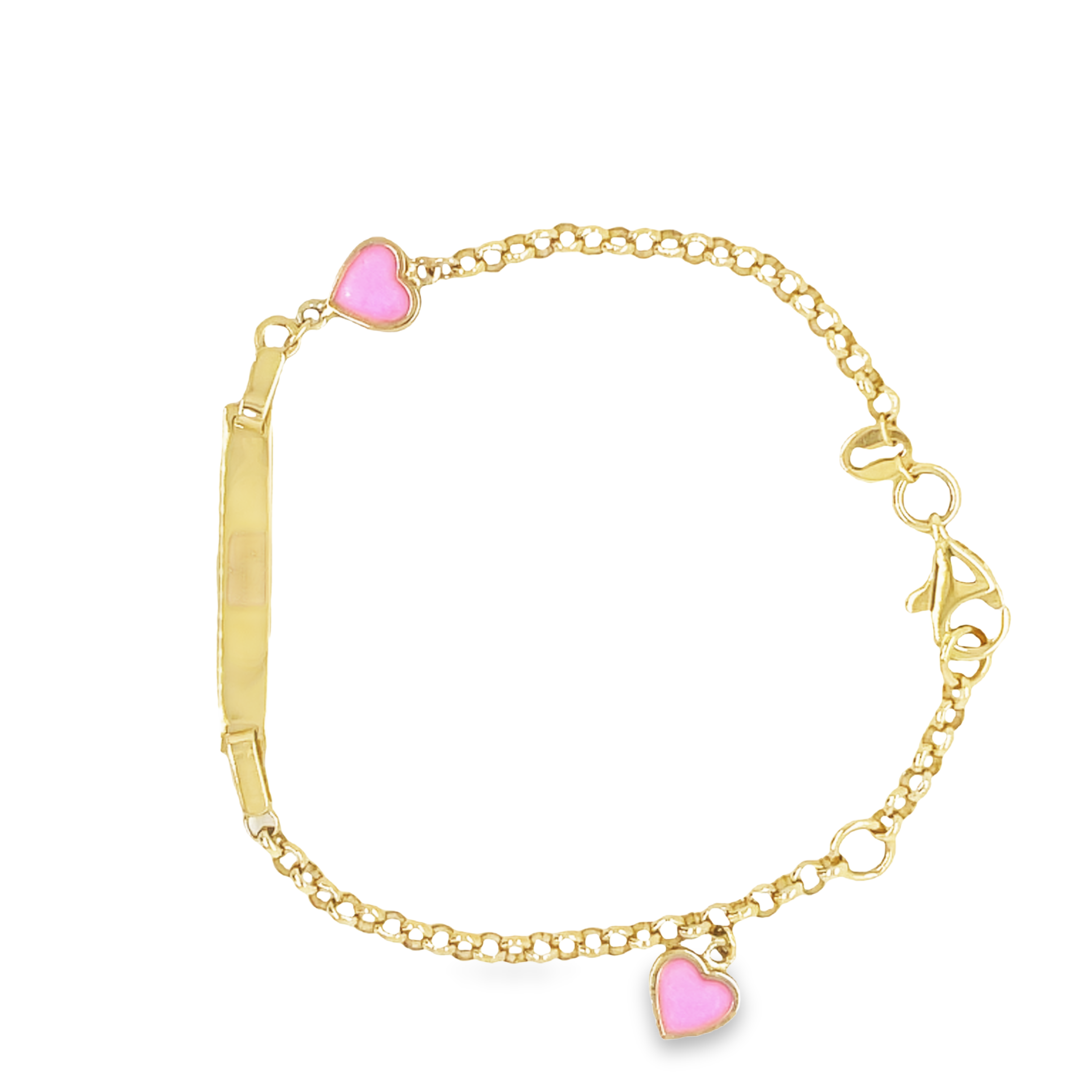 Delight your child with this ID Heart Children Bracelet. Crafted in 14k yellow gold, the bracelet features two heart charms and an ID tag. Ideal for everyday wear, this piece is sure to become a treasured addition to your child's wardrobe.