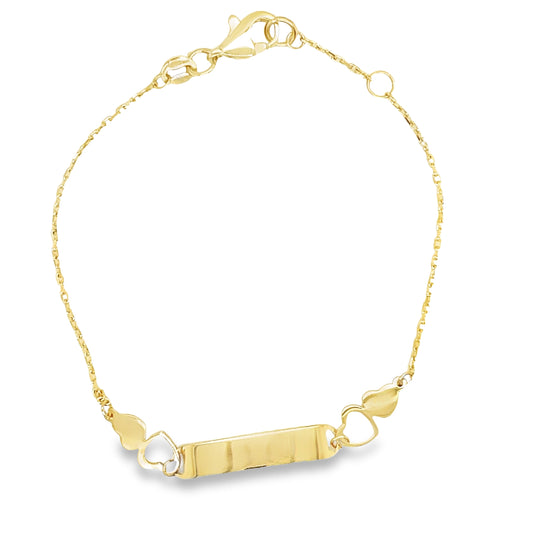 Top view of fastened Cut Out Heart ID Children Bracelet