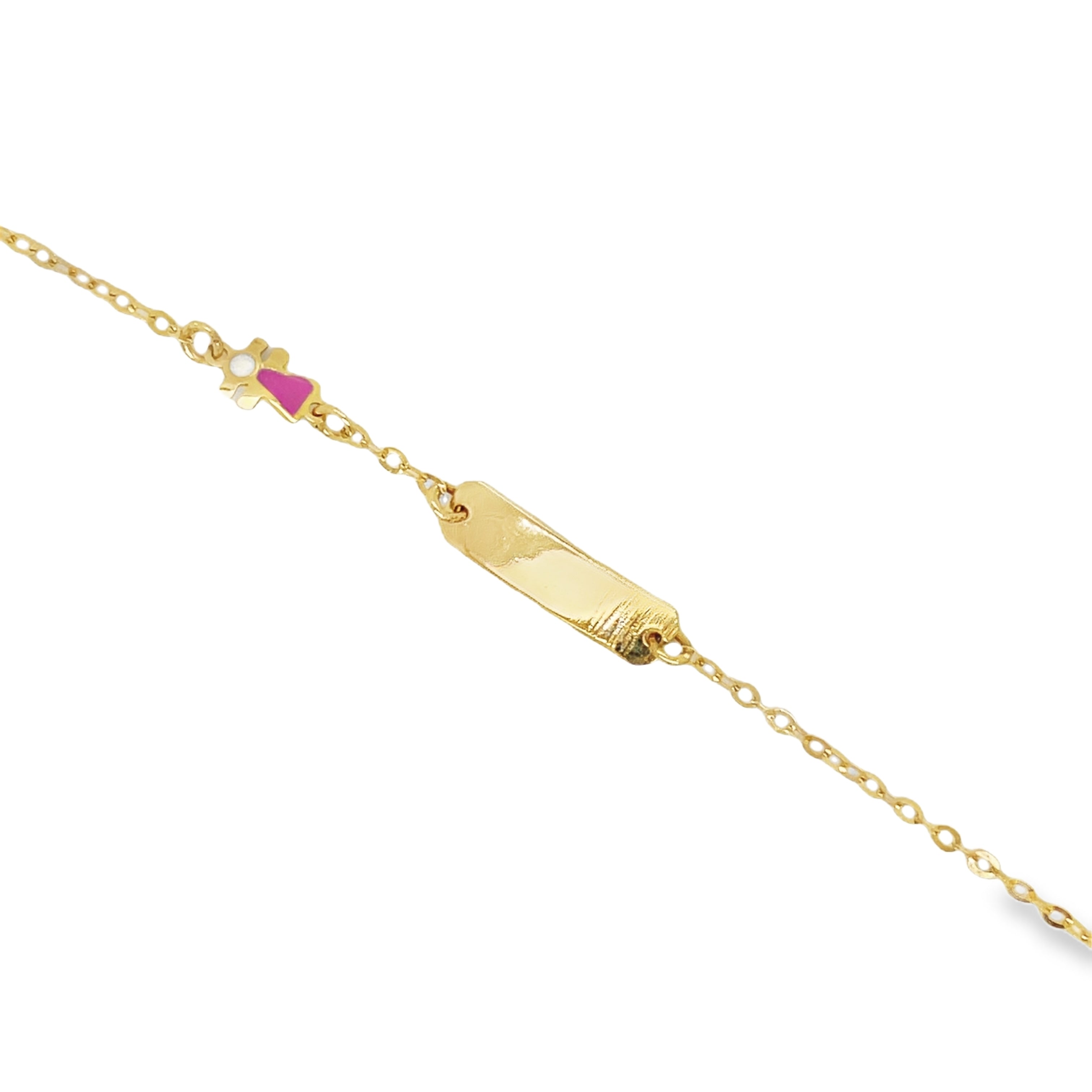 This beautifully crafted 14k yellow gold children's bracelet will make your little one feel special. Features include an elegant flower charm for an extra touch of love. One size fits most children 6" long. Show your love with this beautiful piece!