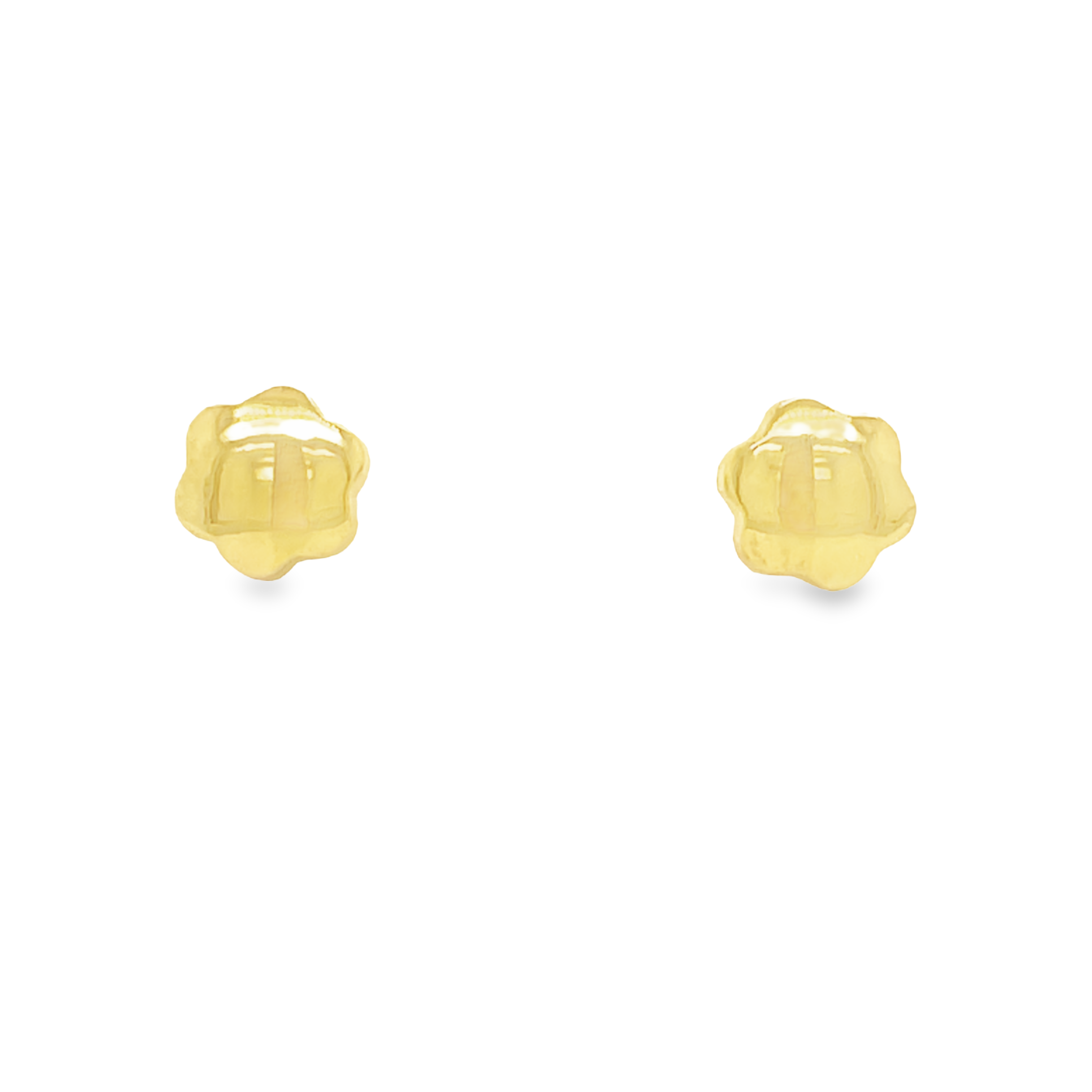 These exquisite 14k yellow gold flower stud earrings are perfect for babies and feature secure screw back fastening for maximum comfort. Crafted in Italy, these earrings measure 6.00 mm in diameter.