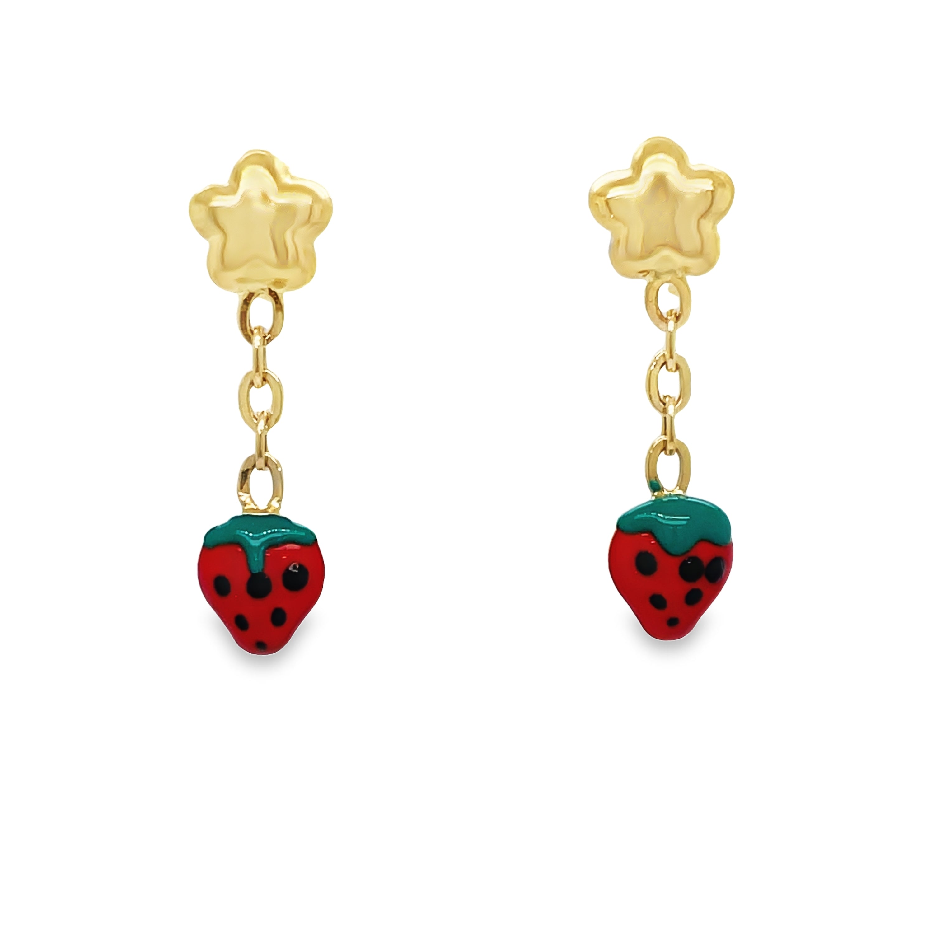 <p><span style="font-size: 0.875rem;">Elegant 14k Gold Dangling Strawberry Baby Earrings with secure friction backs, designed for comfort and superior quality. These earrings feature an enduring 14k Gold construction and are crafted with attention to detail to ensure a safe and comfortable fit.</span><br></p> <p>&nbsp;</p>