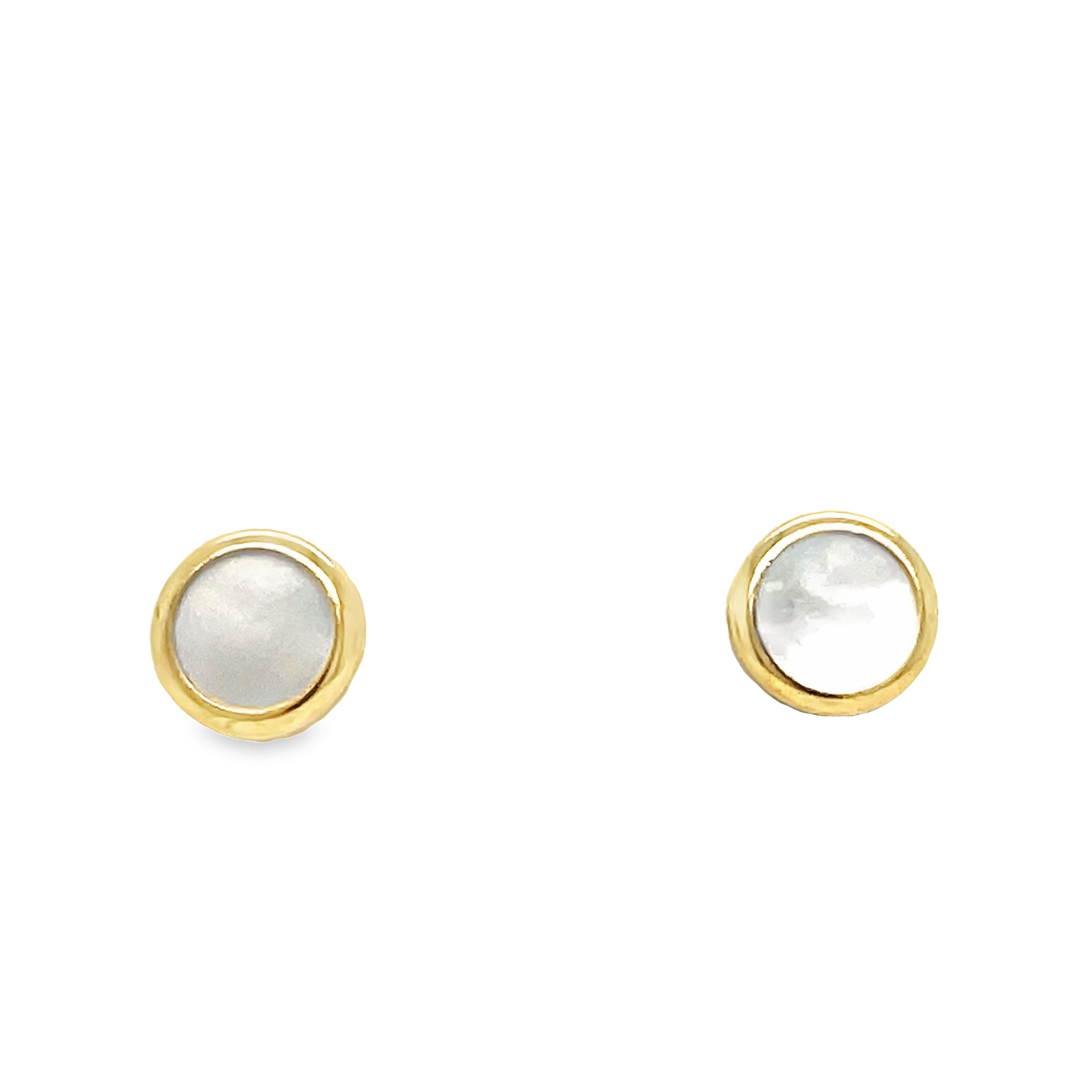 <p><span style="font-size: 0.875rem;">Elegant 14K Yellow Gold mother of pearl flat earrings with secure screw backs. Beautifully crafted earrings provide the perfect finishing touch to any baby's outfit.&nbsp;</span></p> <p>&nbsp;</p>