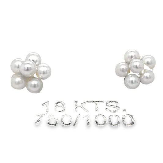 14K Gold MOP Flower Baby Earrings Front view