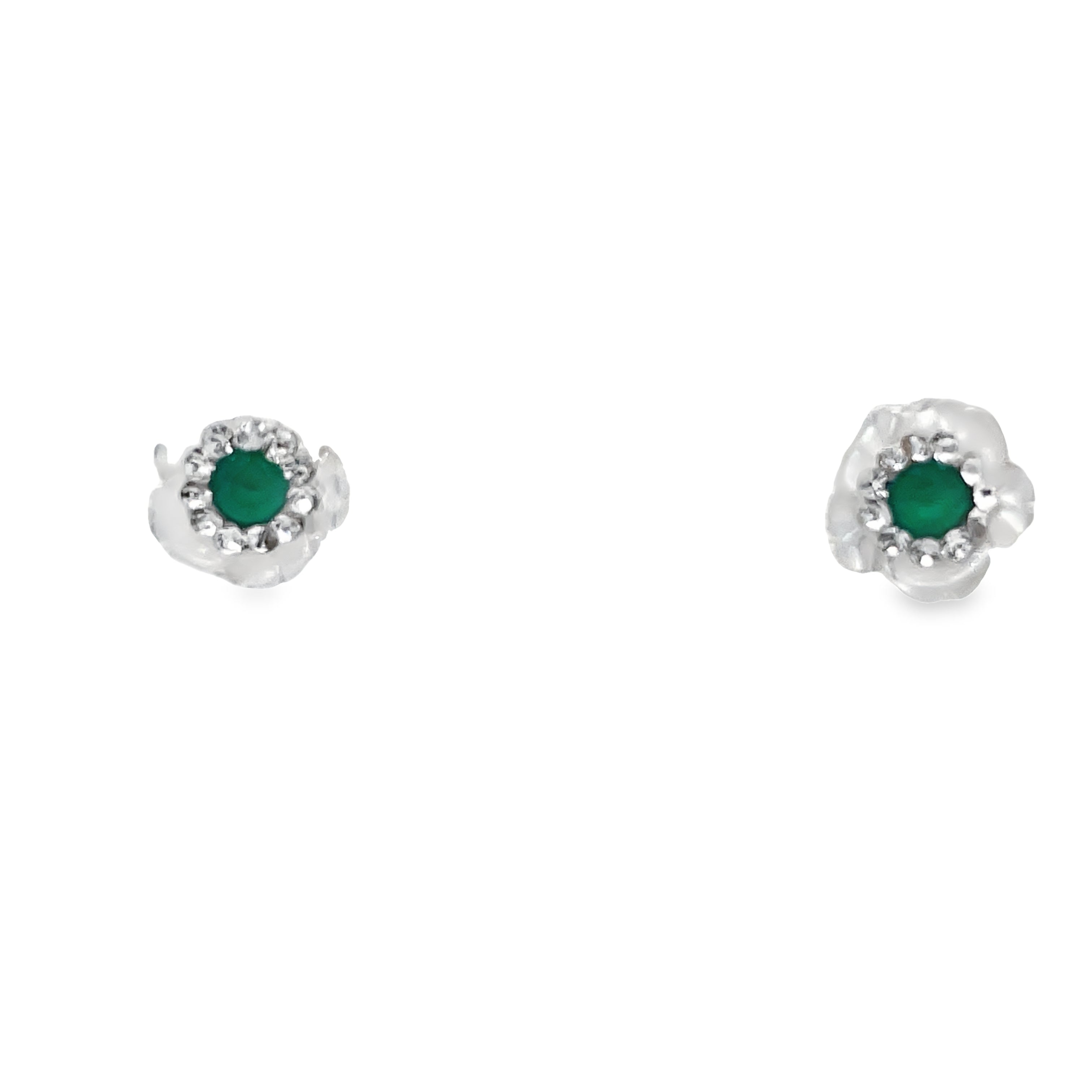 <p><span style="font-size: 0.875rem;">These exquisite flower earrings for babies feature 14k yellow gold construction with mother of pearl and emerald securely affixed using baby screw backs.</span></p> <p>&nbsp;</p>