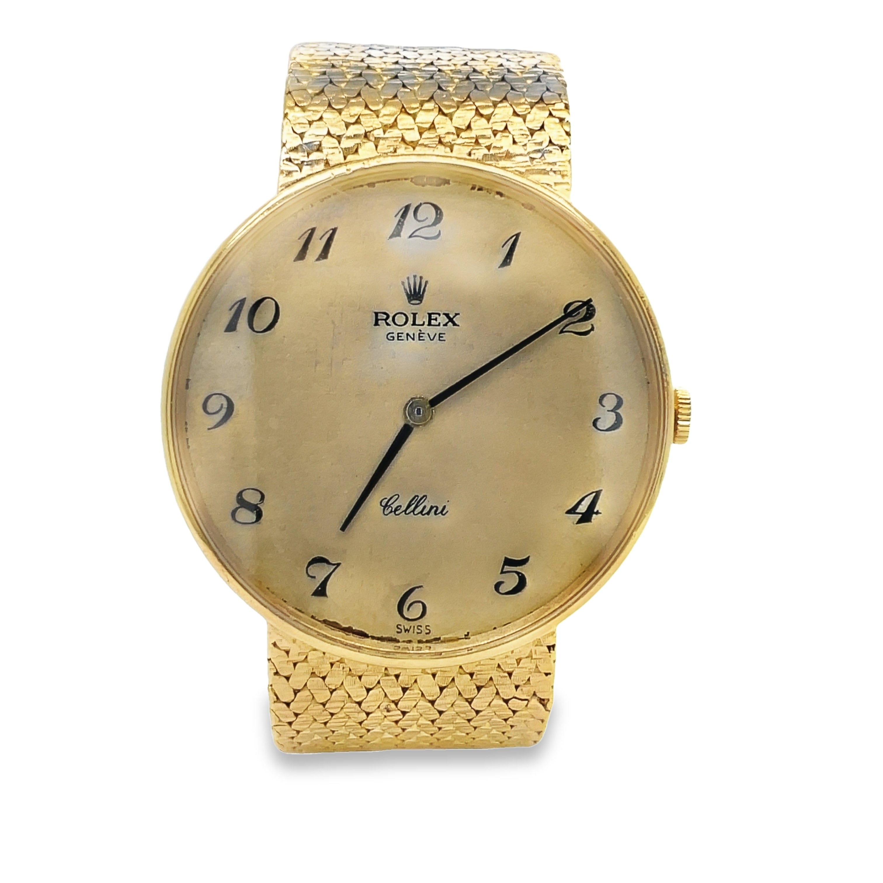 Crafted with exquisite 18k yellow gold, this Estate Rolex Cellini Classic Vintage Mens Watch exudes timeless elegance. The manual wind and easy clasp system provide effortless use, while the numeral hour adds a touch of sophistication. In great condition and est. 1970, this vintage timepiece is a true investment in luxury.