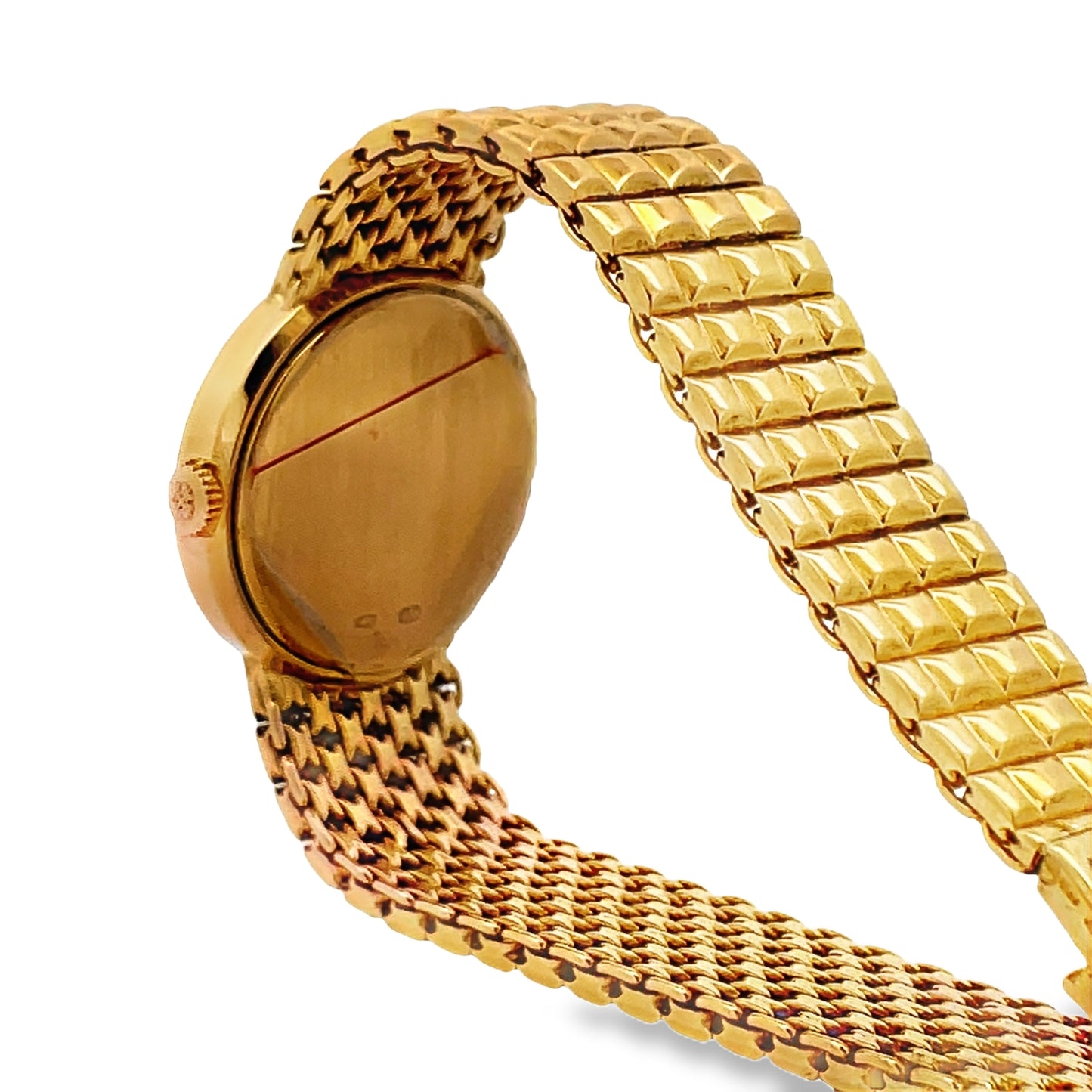 Back view of Estate 18k Yellow Gold Patek Phillipe Calatrava Diamond Watch 