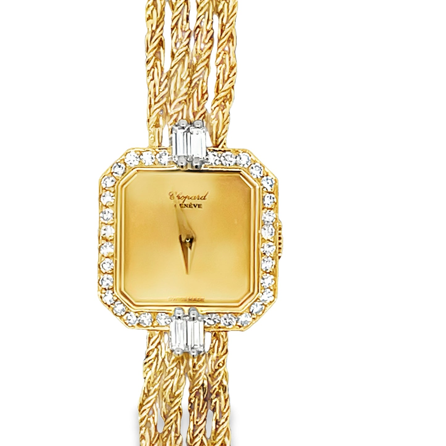 Front view of Estate 18k Yellow Gold Diamond Bracelet Chopard Watch