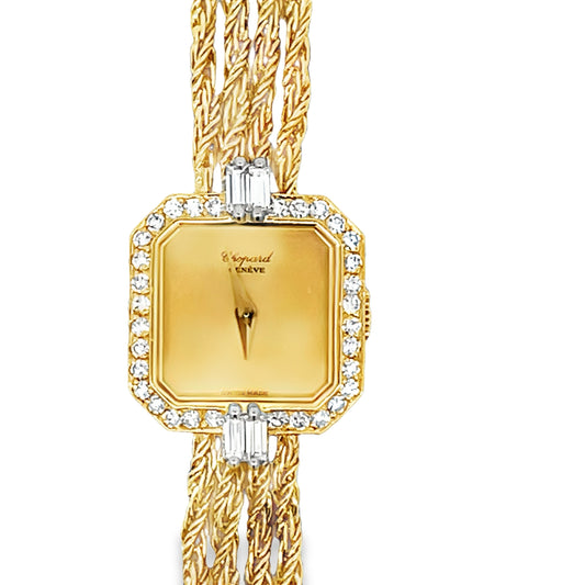 Front view of Estate 18k Yellow Gold Diamond Bracelet Chopard Watch