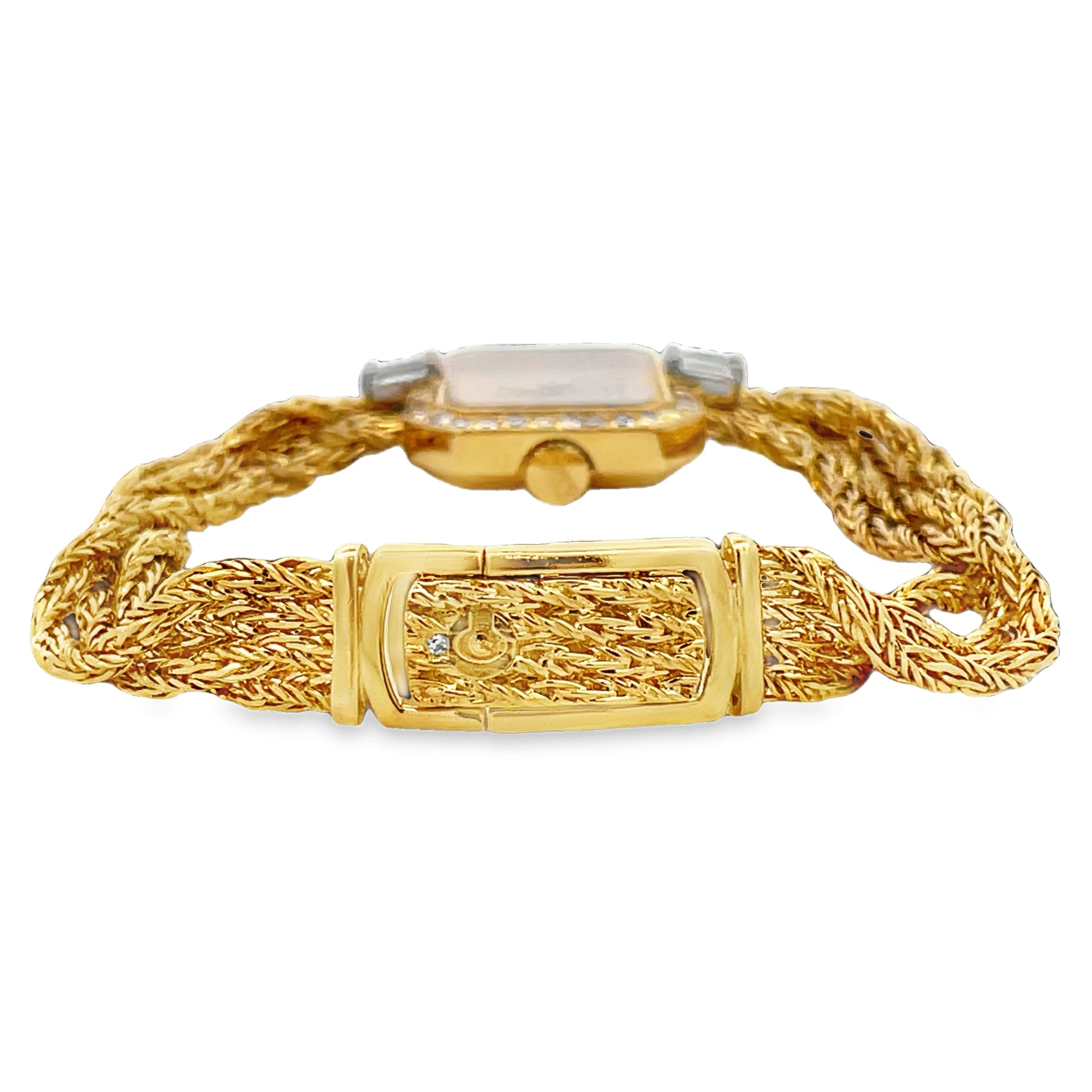 Front view of Estate 18k Yellow Gold Diamond Bracelet Chopard Watch