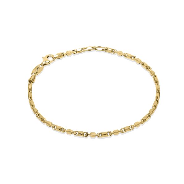 14K Yellow Gold Diamond Cut Bracelet Top view clasp fastened