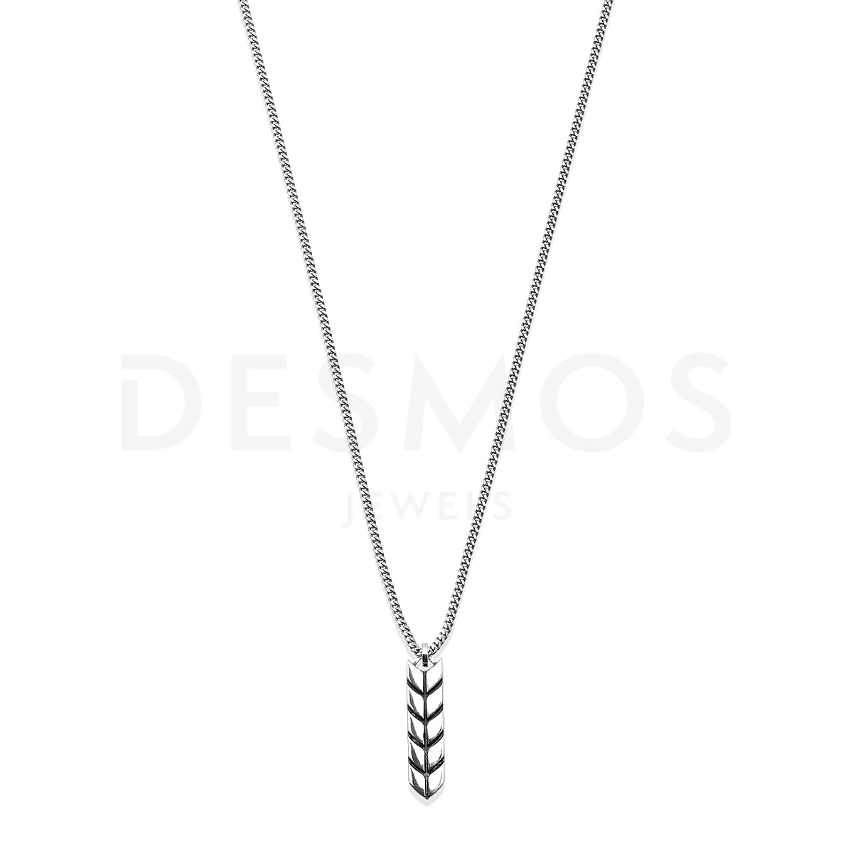 Sterling Silver Chevron Chain Necklace Front view 