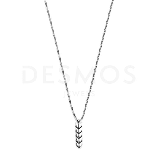 Sterling Silver Chevron Chain Necklace Front view 