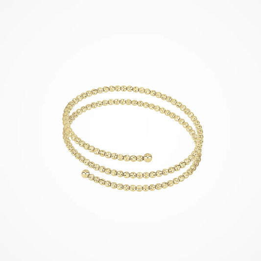 Top view of Italian Made Spiral Yellow Gold-Plated Wrap Around Sterling Silver Bracelet