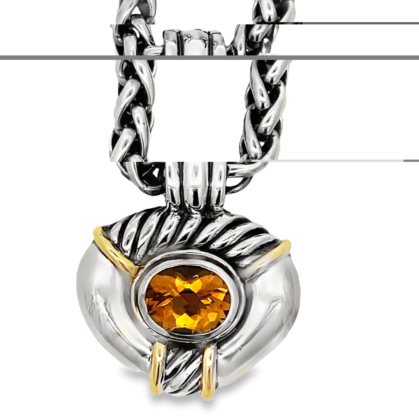 Top view of 18k Yellow Gold and Sterling Silver David Yurman Citrine Necklace 