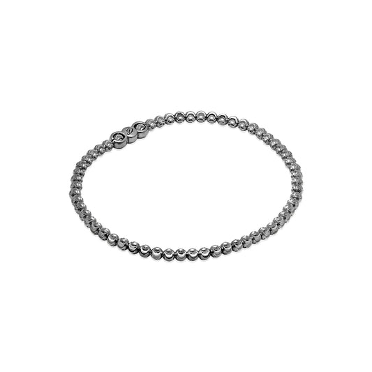 Sterling Silver Gunmetal Flexible Bead Bracelet Top view clasp fastened