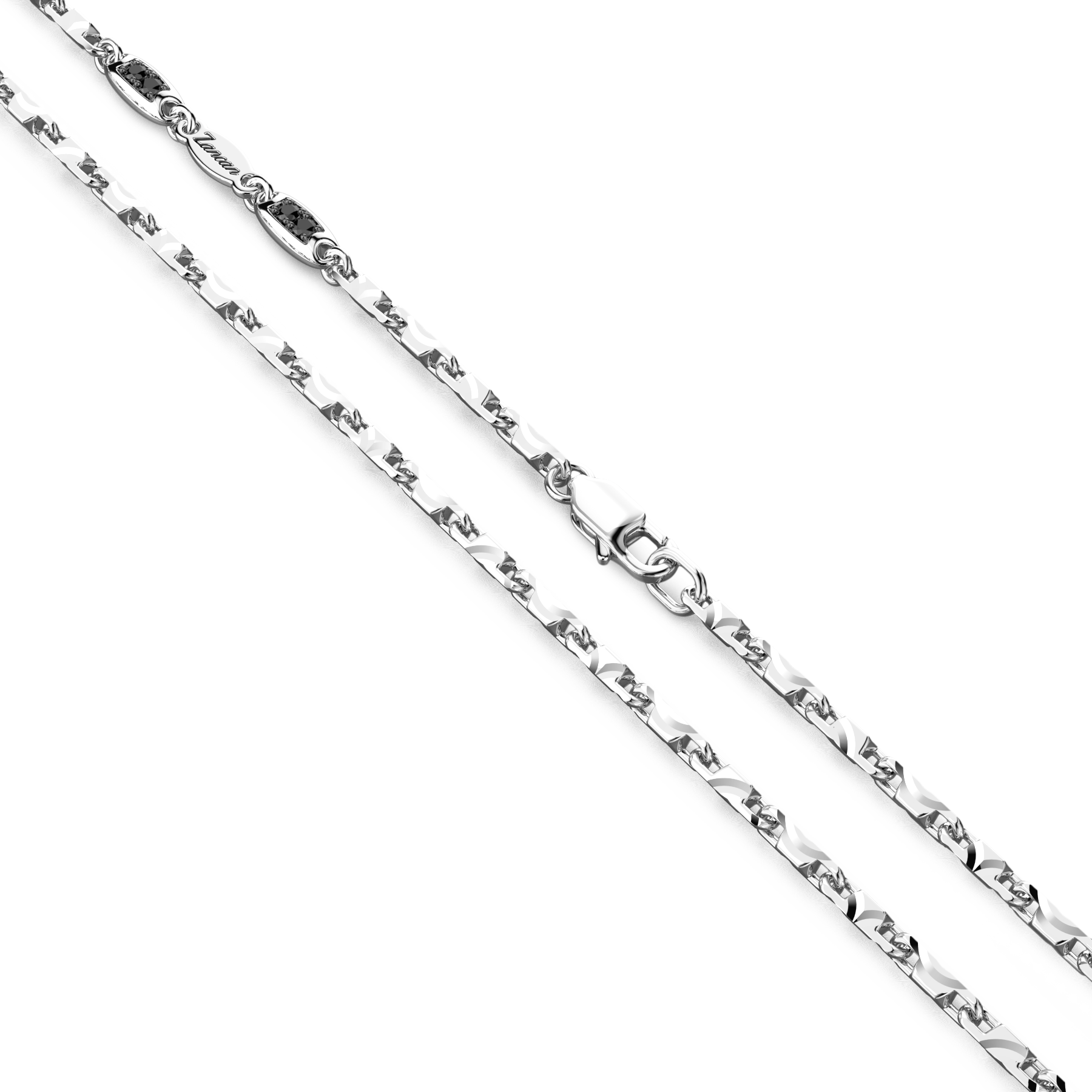 Zancan Light Sterling Silver Geometrical Link Chain Necklace Top view close up