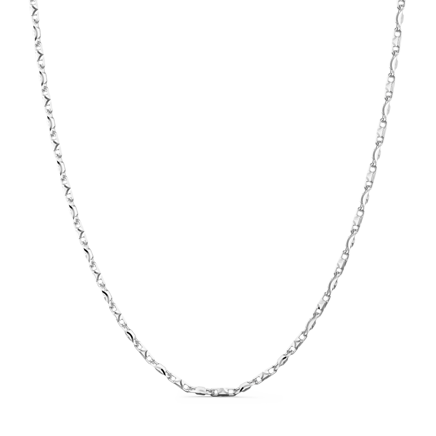 Zancan Light Sterling Silver Geometrical Link Chain Necklace Front view 