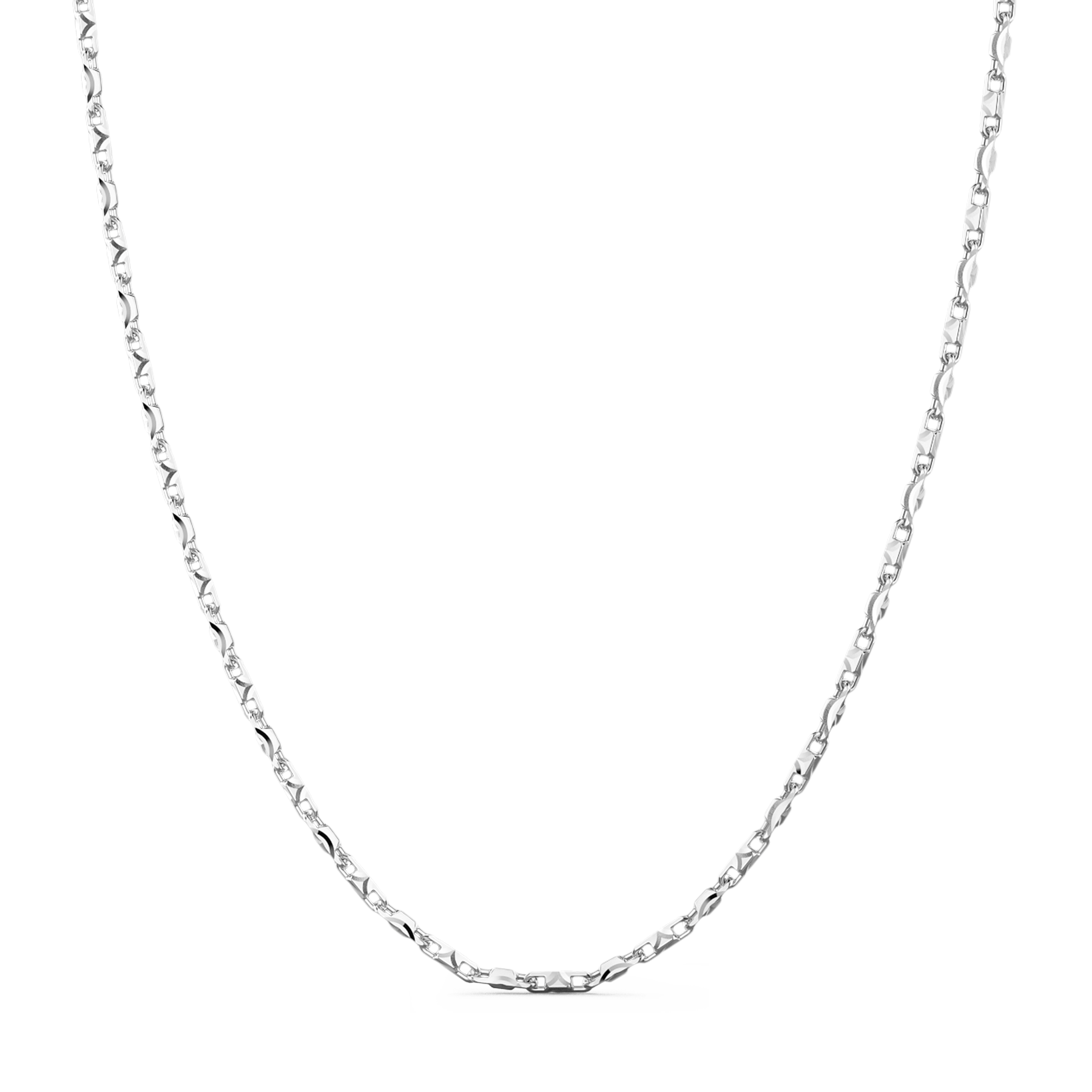 Zancan Light Sterling Silver Geometrical Link Chain Necklace Front view 