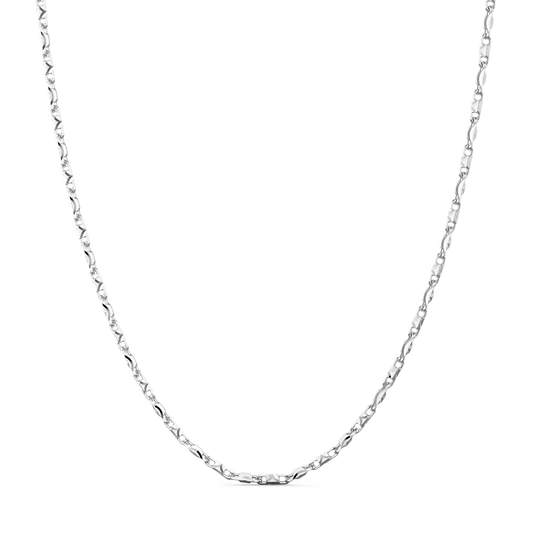 Zancan Light Sterling Silver Geometrical Link Chain Necklace Front view 