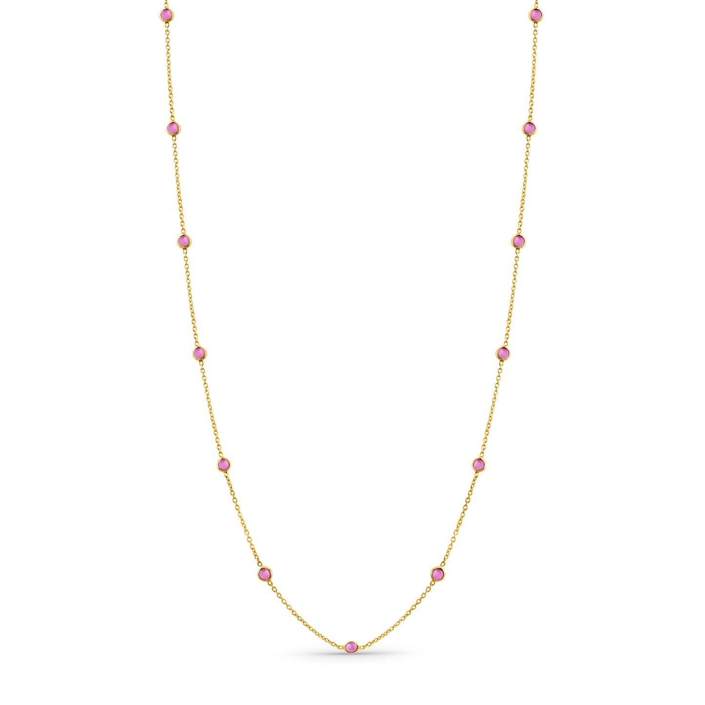 Pink Sapphire by the Yard Necklace 1.79 cts Front view 