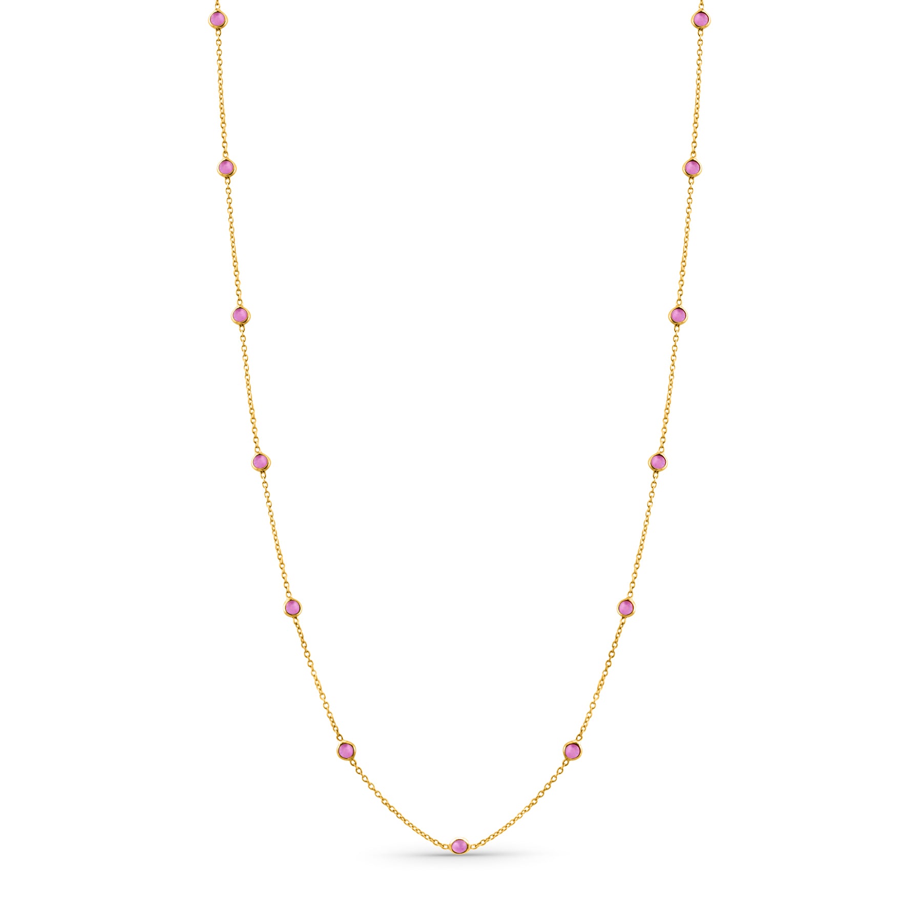 Pink Sapphire by the Yard Necklace 1.79 cts Front view 