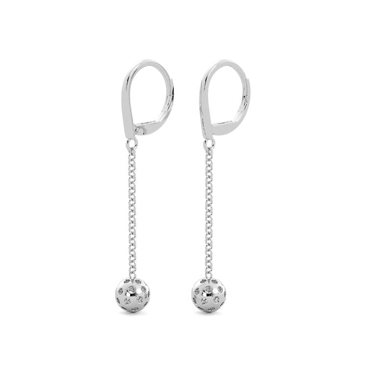 Glitter like a star with our Single Pickleball earrings. Crafted with sterling silver rhodium coated these earrings are the perfect way to add sparkle and shine to any ensemble. Celebrate your love for the game with this timeless and beautiful piece.