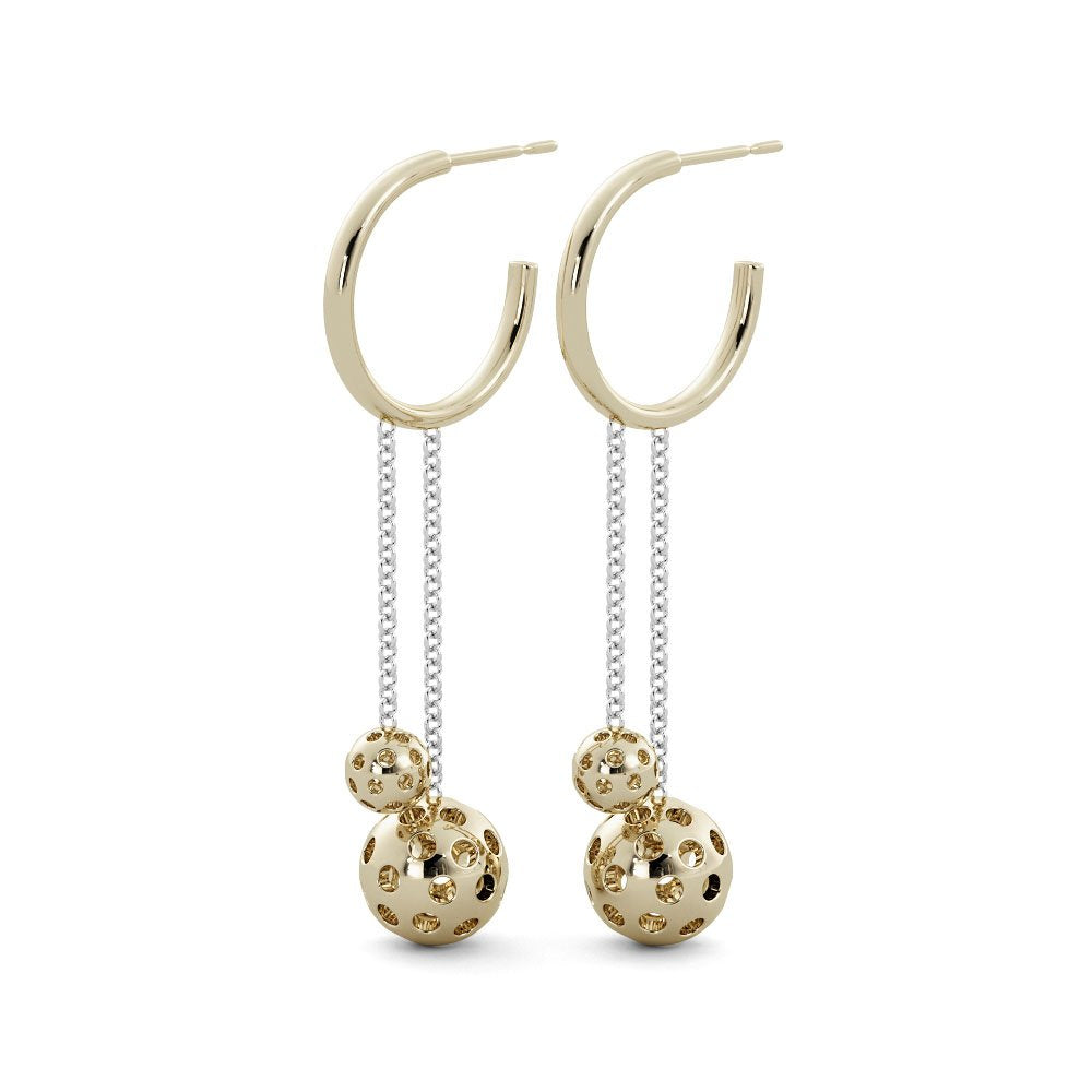 14K Yellow Gold-Plated & Sterling Silver Doble Pickleball Earrings Side view 