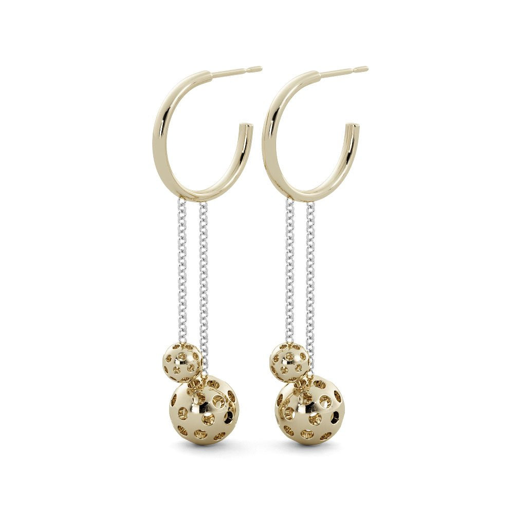 Glitter like a star with our Doble Pickleball earrings. Crafted with luxe 14K gold-plated and rhodium coated, these sterling silver earrings are the perfect way to add sparkle and shine to any ensemble. Celebrate your love for the game with this timeless and beautiful piece.