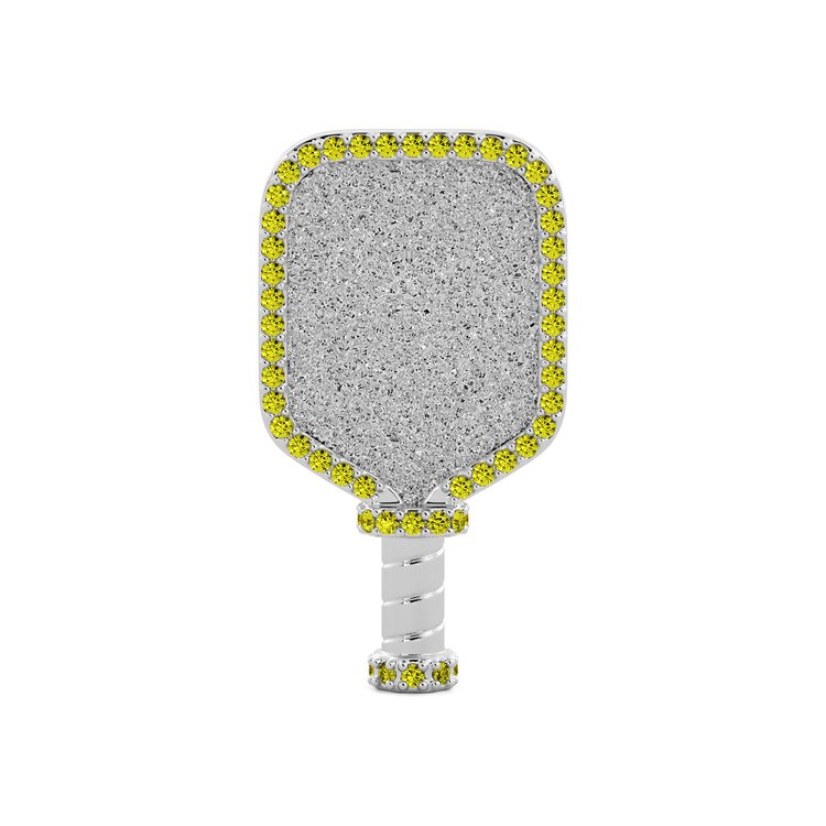 Front view of Pickleball Citrine Pendant Silver Pendant Necklace