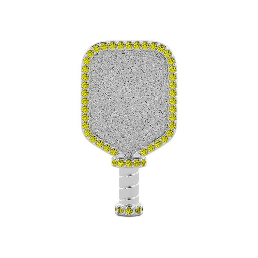 Front view of Pickleball Citrine Pendant Silver Pendant Necklace