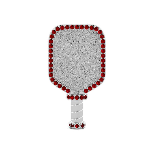 Front view of Pickleball Ruby Pendant Silver Pendant Necklace