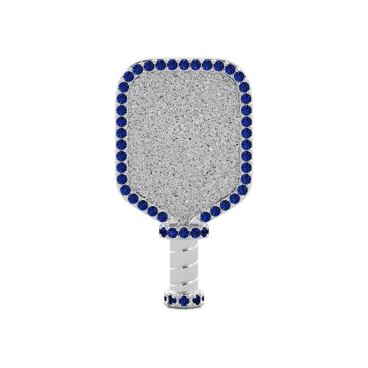 Show off your love of pickleball with this glamorous sterling silver pendant necklace. Perfectly cut, 0.82 cts of round sapphires sparkle atop a rhodium-coated chain. With its timeless beauty, this piece is sure to be a favorite.