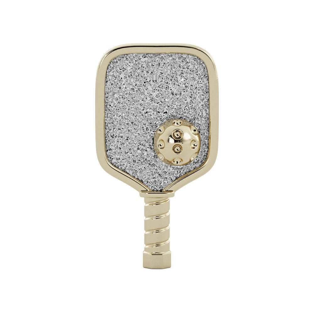 Front view of 14K Yellow Gold-plated & Sterling Silver Pickleball Paddle Pendant Necklace