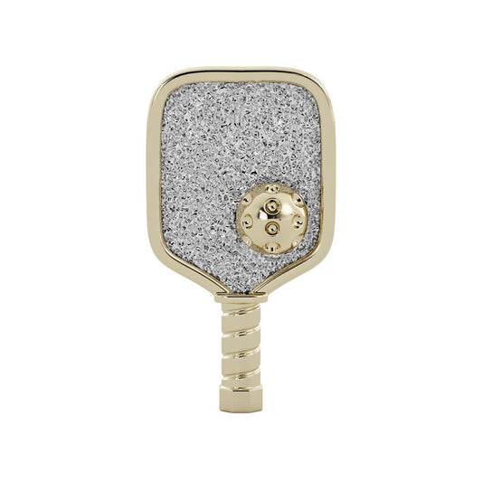 Front view of 14K Yellow Gold-plated & Sterling Silver Pickleball Paddle Pendant Necklace