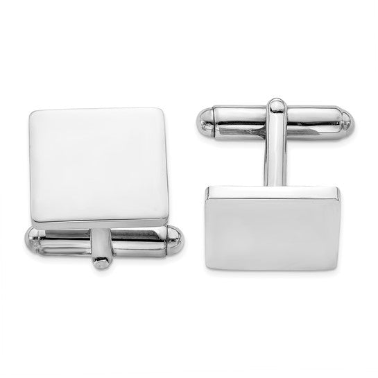 Top and side view of Sterling Silver Square Cufflinks
