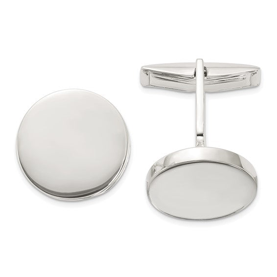 Top and side view of Sterling Silver Oval Cufflinks