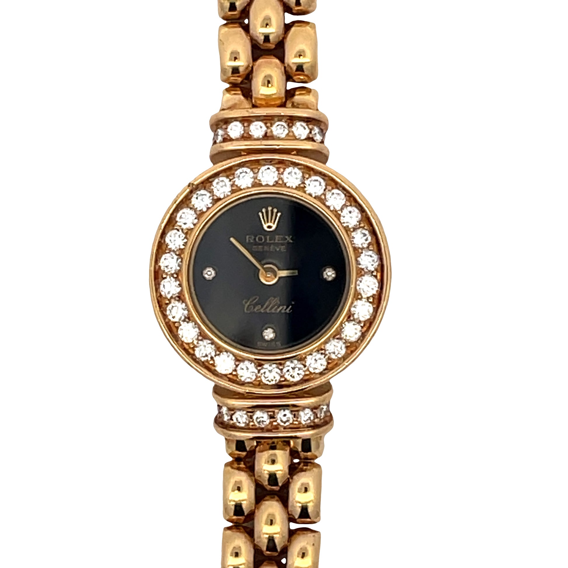 Front view of Estate Rolex 18k Yellow Gold Cellini Classic Ladies Watch