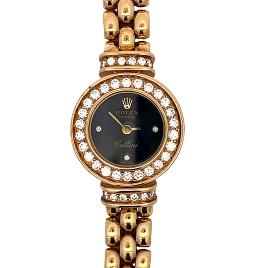 Front view of Estate Rolex 18k Yellow Gold Cellini Classic Ladies Watch