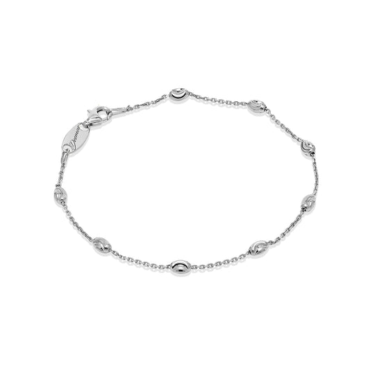Top view of Sterling Silver Rhodium Plated Bead Bracelet