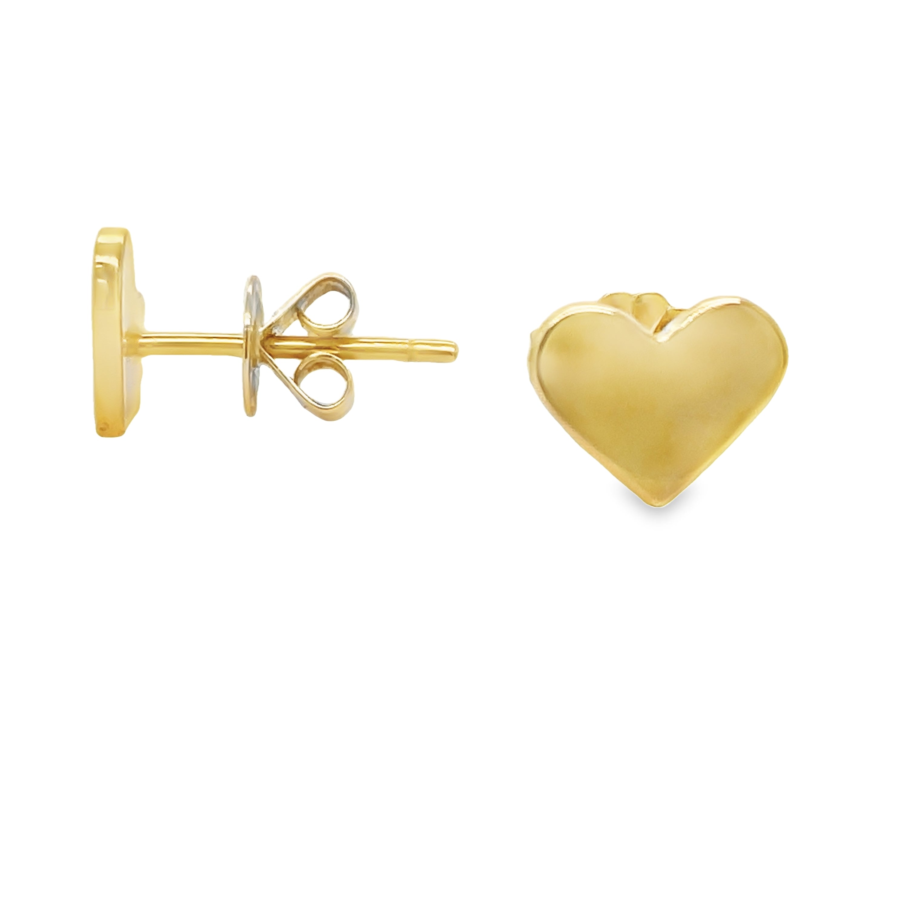 Fall in love with these 14k Yellow Gold Heart Earrings! The heart shape and 6.00 mm size make for a dainty and elegant look. The secure friction backs will keep these beauties safely in place, so you can wear them all day with confidence. A must-have addition to any jewelry collection!