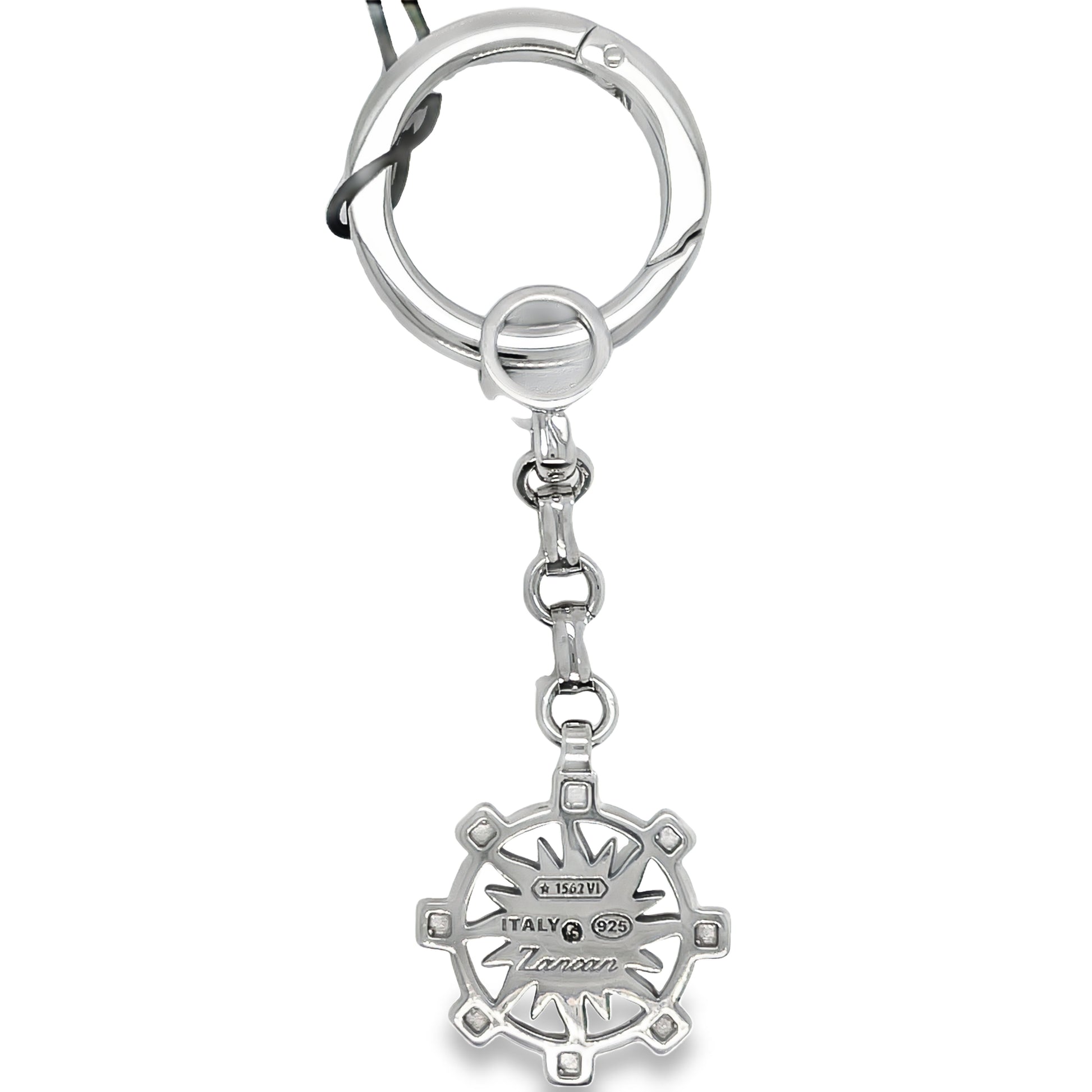 Back view of Zancan Compass Sterling Silver & Stainless-Steel Key Chain