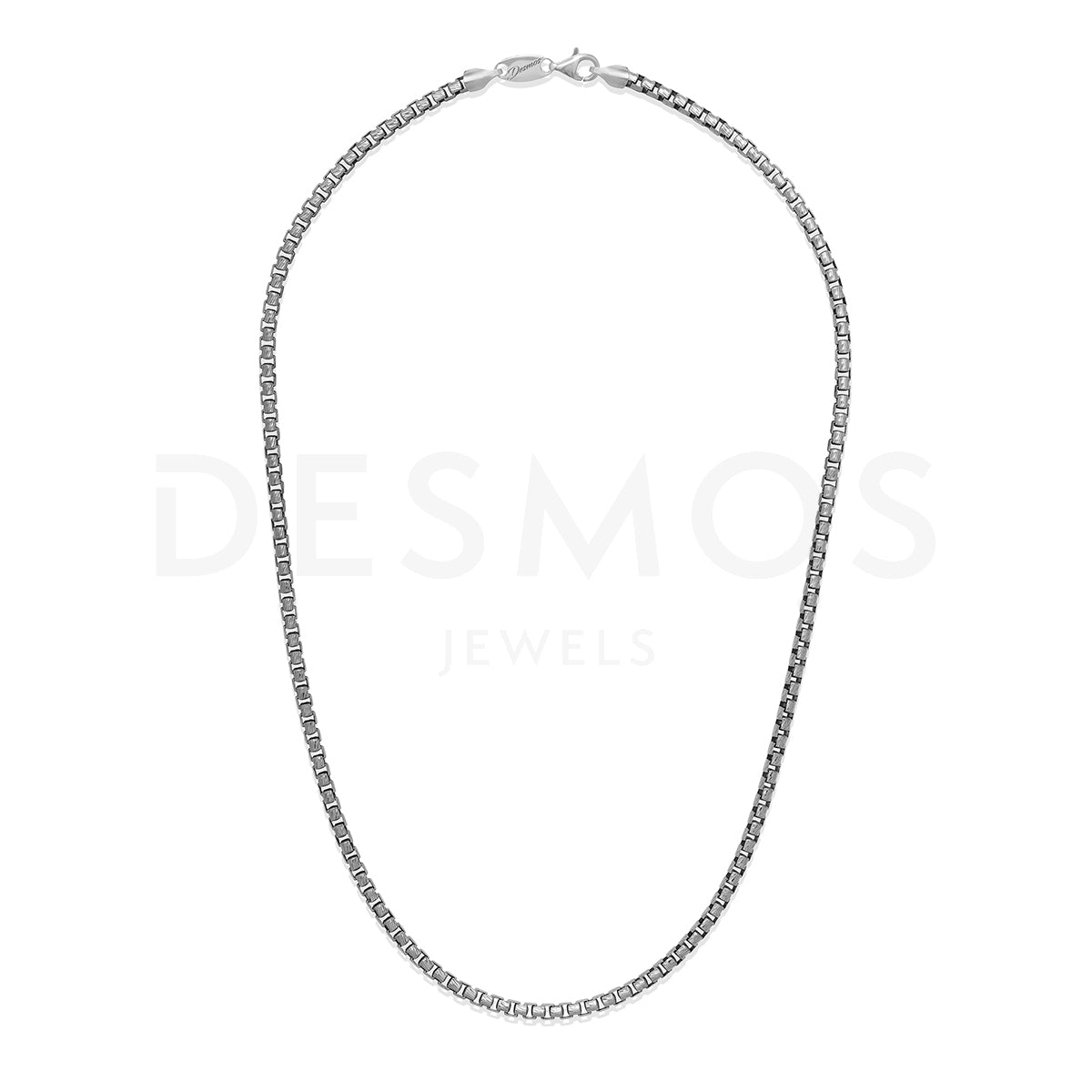 This Italian-made men's chain is crafted from 925 sterling silver and is coated with rhodium for added durability, adding a touch of elegance. Perfect for everyday wear, this versatile 20" Venetian box chain is 4.00 mm wide.