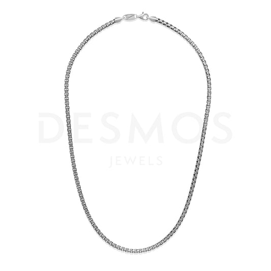 Top view of Sterling Silver Venetian Box Chain Necklace