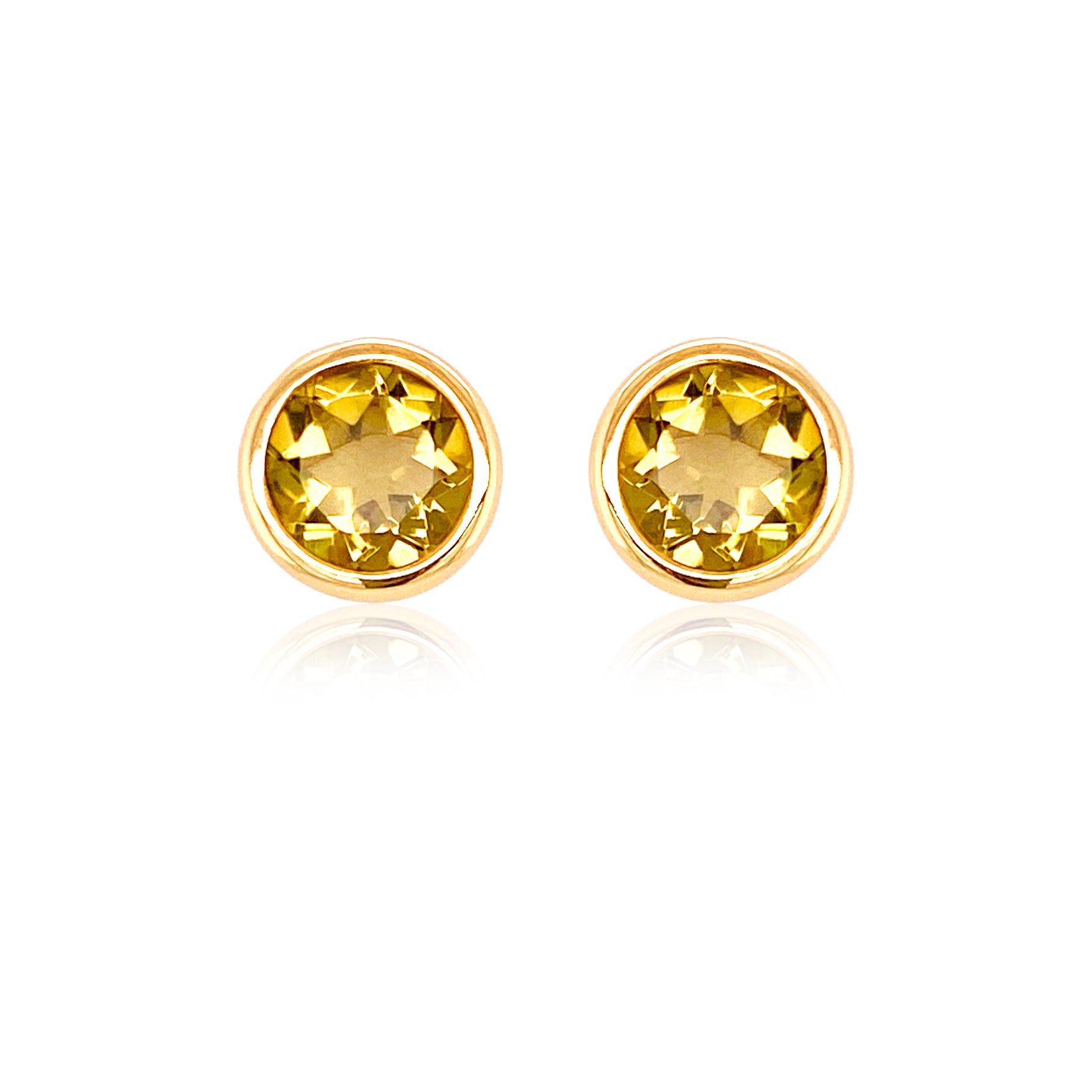 Citrine Stud Earrings Front view 